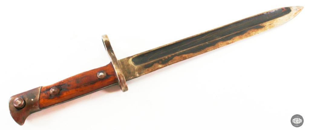 M1895 Bayonet - Chilean Mauser - SUHL: SUHL marked M1895 Chilean Mauser Bayonet. Grinding marks present on the blade. THIS ITEM IS AS PICTURED WITH NO FURTHER ATTACHMENTS. ALL SALES A