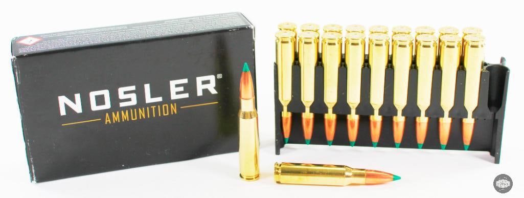 20 Round Box Nosler .308 WIN 165gr Balistic Tip Hunting Ammunition: A full box of Nosler 308 WIN 165gr Ballistic Tip ammunition. THIS ITEM IS AS PICTURED WITH NO FURTHER ATTACHMENTS. ALL SALES ARE FINAL. PLEASE REFER T