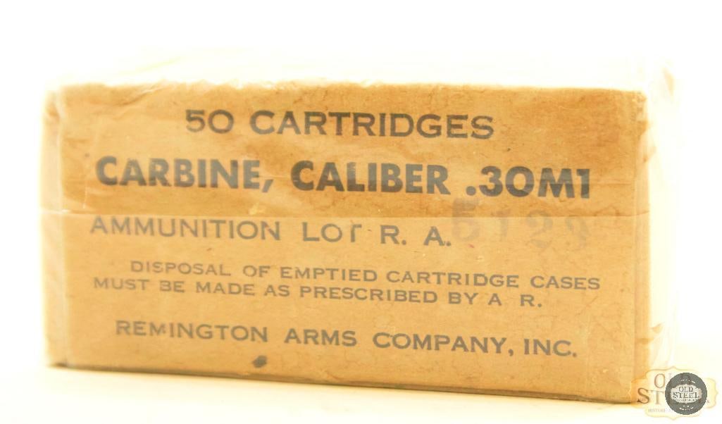 Sealed Vintage Box of 50x .30 Carbine Cartridges from Remington Arms Co. (1 of 1)