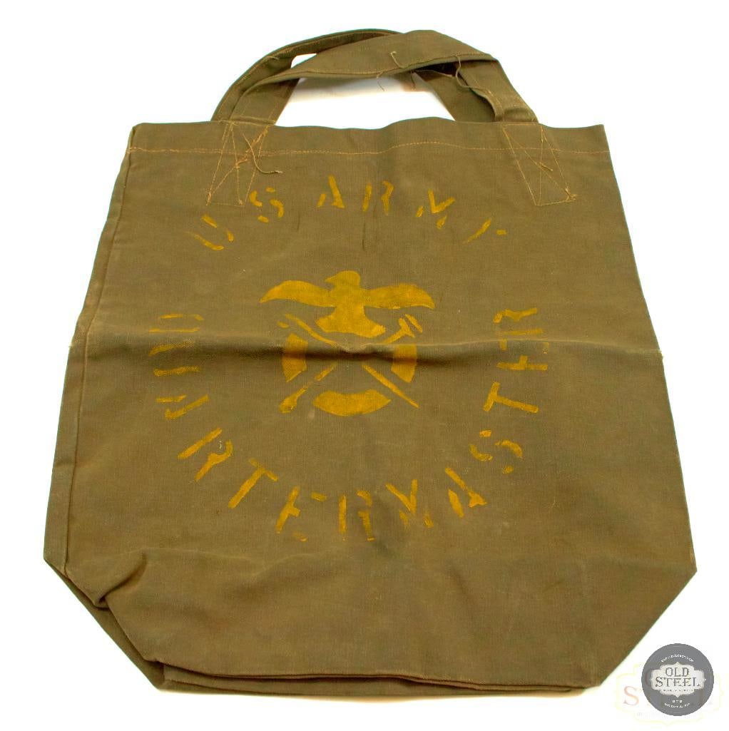 US Army Green Canvas Quartermaster Tote Bag (1 of 2)