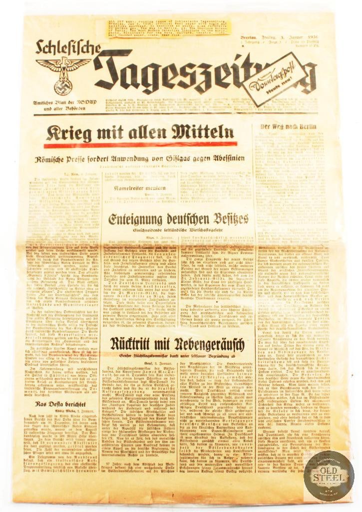 ALL OUT WAR! - WWII German Newspaper - January 3rd, 1936 (1 of 2)