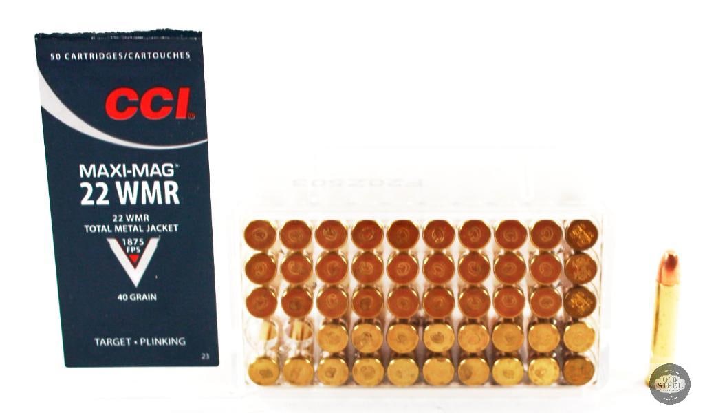 Partial Box of CCI .22 WMR Ammo - 49 Rounds: This lot contains a partial box of .22 WMR, missing only a single round, for a total of 49 rounds. 40gr FMJ projectiles. THIS ITEM IS AS PICTURED WITH