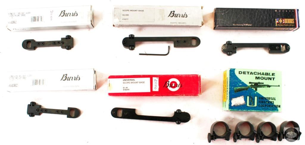 Five Burris Scope Base Mounts and Four 1 Inch Scope Rings (1 of 1)