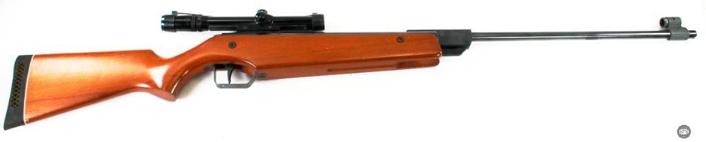 RWS Diana Model 45 Air Rifle - .177cal - Bushnell 3-7x Scope: Here we have a classic RWS Diana Model 45 air rifle, in .177 caliber. The rifle has a Bushnell custom scope that features a 3-7x adjustable magnification, with included bungee-connected scope caps. Th