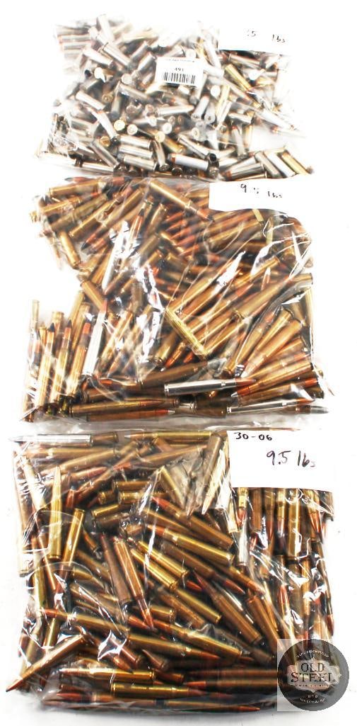 26lbs Assorted Ammunition: 7.5lbs assorted 357 MAG 19lbs assorted 30-06 SPRG THIS ITEM IS AS PICTURED WITH NO FURTHER ATTACHMENTS. ALL SALES ARE FINAL. PLEASE REFER TO THE A