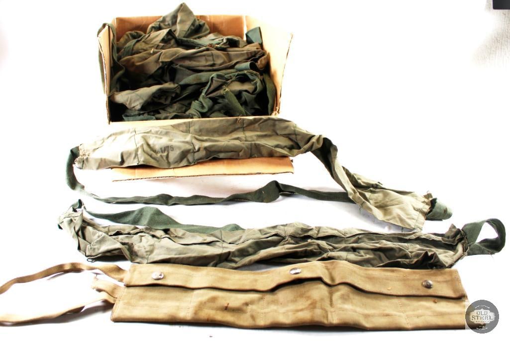 Bulk of US Cloth Bandoleers and Pouches: This lot contains a bulk of empty cloth bandoleers and pouches. THIS ITEM IS AS PICTURED WITH NO FURTHER ATTACHMENTS. ALL SALES ARE FINAL. PLEASE REFE