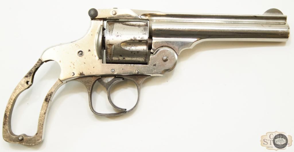 H&R Automatic - Revolver - .38 S&W - Parts Needed: Offered here is this H&R Automatic, a 5-shot top break revolver chambered in .38 S&W in need of some parts. The gun is missing its grips and hammer and trigger assemblies. The action lockup al