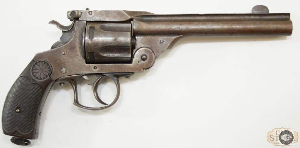 Belgian Improved Automatic Revolver - .44: This lot contains a Belgian top break revolver labeled "Improved Automatic". The lockup is solid and the action cycles well. There is a beautiful patina on the handgun that is complemented by molded g