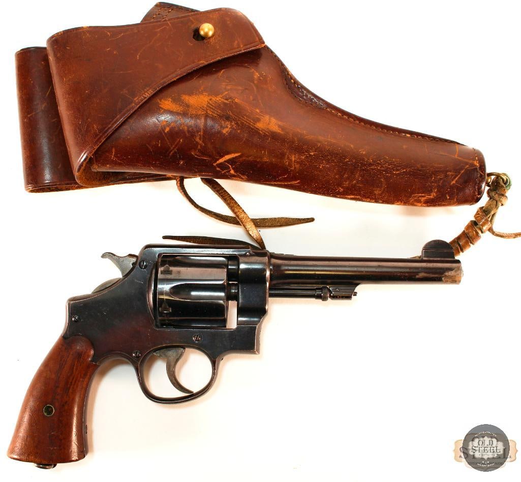 Smith & Wesson M1917 Army Revolver and Holster - .45 ACP: On offer here is this beautiful S&W M1917 US Army revolver, chambered in .45 ACP. The action is buttery smooth, the bore is in great shape, and all controls work well. Also included is a leather h