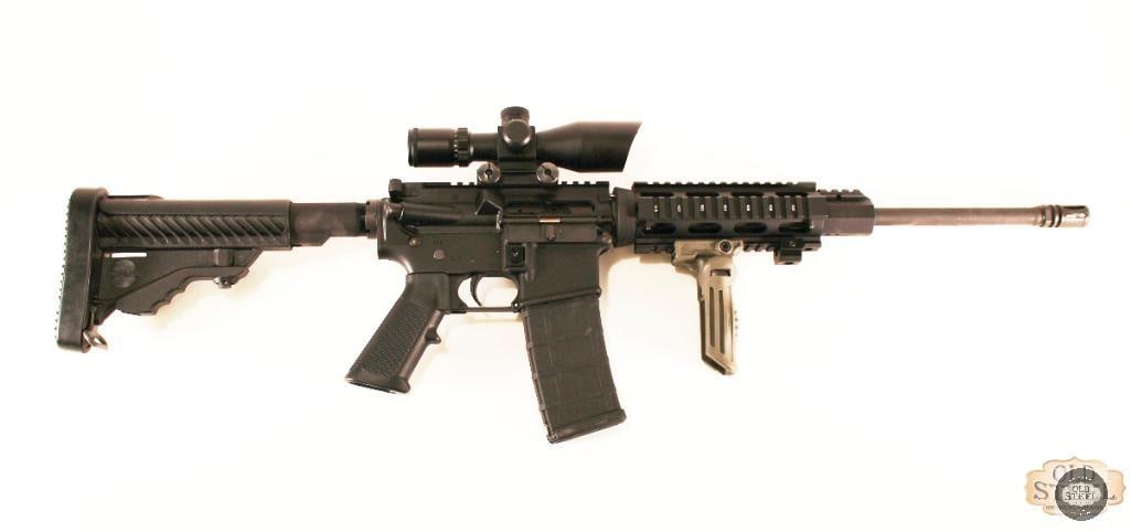 DPMS Panther AR-15 16" - 5.56x45mm: Here we have a DPMS Panther Arms Ar-15 with a 16" 1:9 twist pencil barrel, chambered in the 5.56 NATO cartridge. This rifle features a quad rail, a DPMS collapsible buttstock, a JE Machine Tech 3 posi