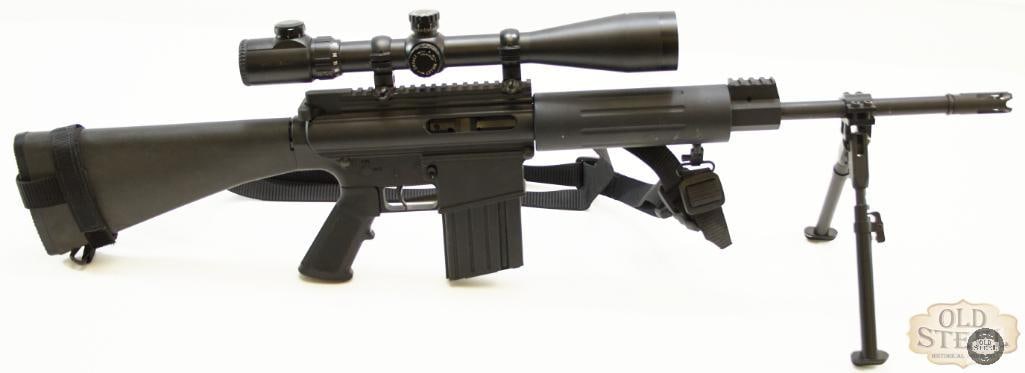DPMS Panther LR-308 - AR-10 - .308 Win: Here we have another offering from DPMS, this rifle being their LR-308 AR-10. It is set up with an adjustable bipod, nylon sling, and a Barska 10-40x50mm IR Mil-dot riflescope. Includes a DPMS magazin
