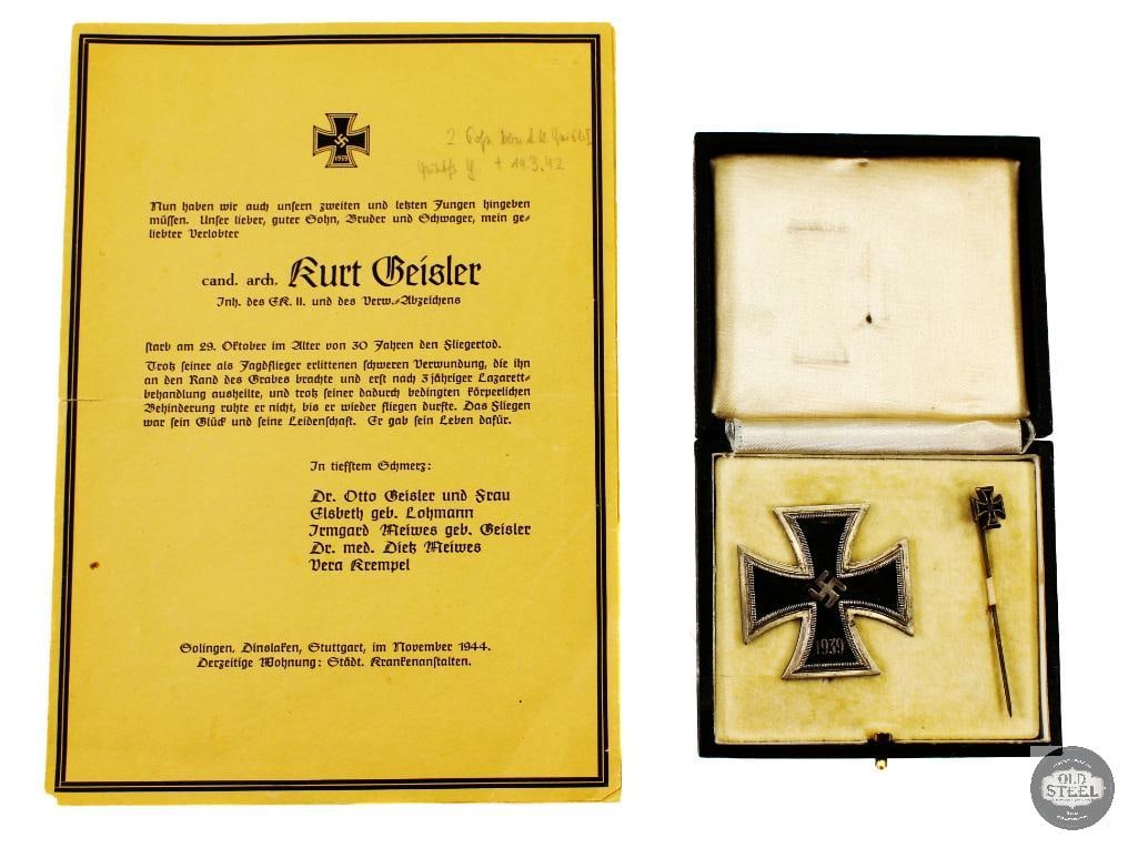 WWII German Death Certificate and Posthumously Awarded Iron Cross (1 of 3)