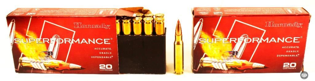 2x Boxes of Hornady Super Performance .308 Win Ammo - 165gr - 40 Rounds: This lot has two boxes of Hornady Super Performance .308 Win rounds. Projectiles are 165gr SST, 40rds total. THIS ITEM IS AS PICTURED WITH NO FURTHER