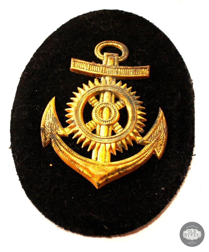 Kriegsmarine Engine Crew NCO Career Badge with Metal Backer: Here we have a metal backed career patch of the Kriegsmarine, this for an engine crew NCO. THIS ITEM IS AS PICTURED WITH NO FURTHER ATTACHMENTS.