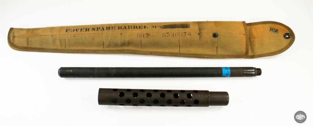 M1919 Barrel and Barrel Jacket 30-06 SPRG: A 30-06 chambered barrel for the 1919 machine gun platform. Lot comes with a carrying case and barrel jacket. Barrel jacket measures 14 inches long. T