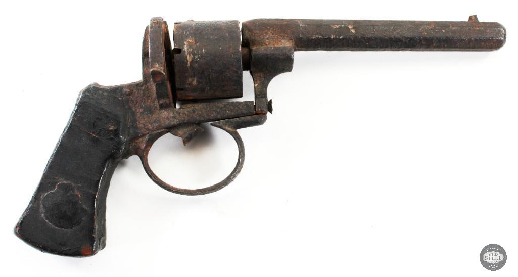 Antique 9mm Pinfire Revolver Parts Gun Antique: Unknown pinfire revolver antique with 9mm pinfire chambering. Patina heavy, missing parts and components. THIS ITEM IS AS PICTURED WITH NO FURTH