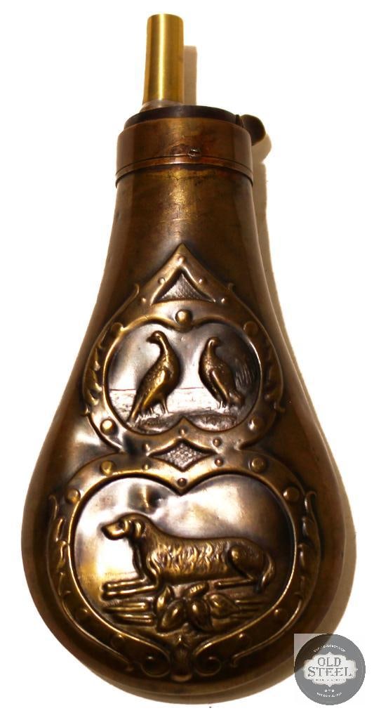 Antique Brass Powder Flask (1 of 2)