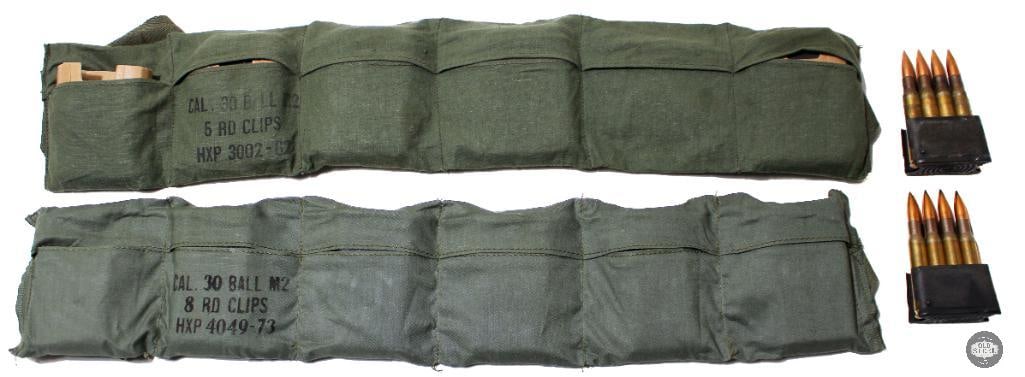 Lot of 2 Cloth Bandoleers 88rds 30-06 SPRG on En Block Clips: Lot of 2 Cloth Bandoleers 88rds 30-06 SPRG on En Block Clips THIS ITEM IS AS PICTURED WITH NO FURTHER ATTACHMENTS. ALL SALES ARE FINAL. PLEASE REFER T