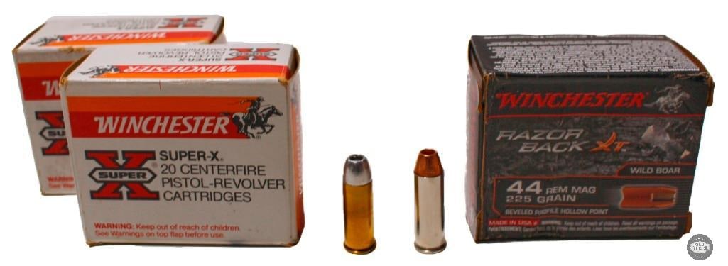 40rds Winchester 44 REM MAG 14rds 44 S&W SPL Ammunition: 40rds Winchester 44 REM MAG 14rds 44 S&W SPL Ammunition Winchester Super X 44 REM MAG 210gr SilverTip Hollow Point 20rds Winchester Razor Back XT 44 REM MAG 225gr Beveled Profile Hollow Point 20rd