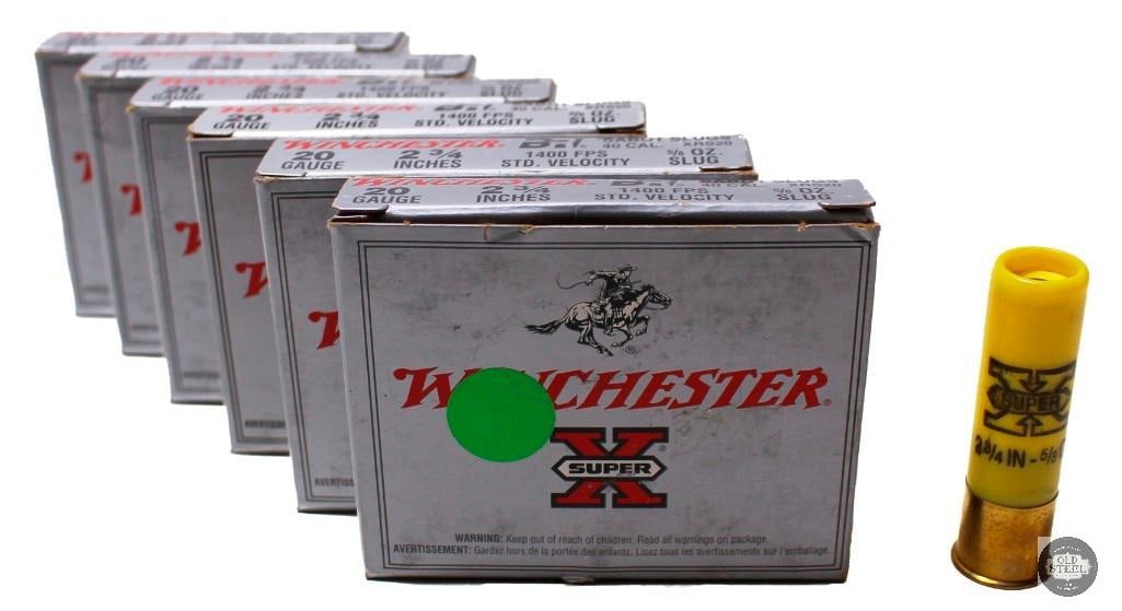 Lot of 6 Boxes Winchester 20ga Sabot Slug Shotgun Ammunition 30rds: Lot of 6 Boxes Winchester 20ga Sabot Slug Shotgun Ammunition 30rds THIS ITEM IS AS PICTURED WITH NO FURTHER ATTACHMENTS. ALL SALES ARE FINAL. PLEASE R