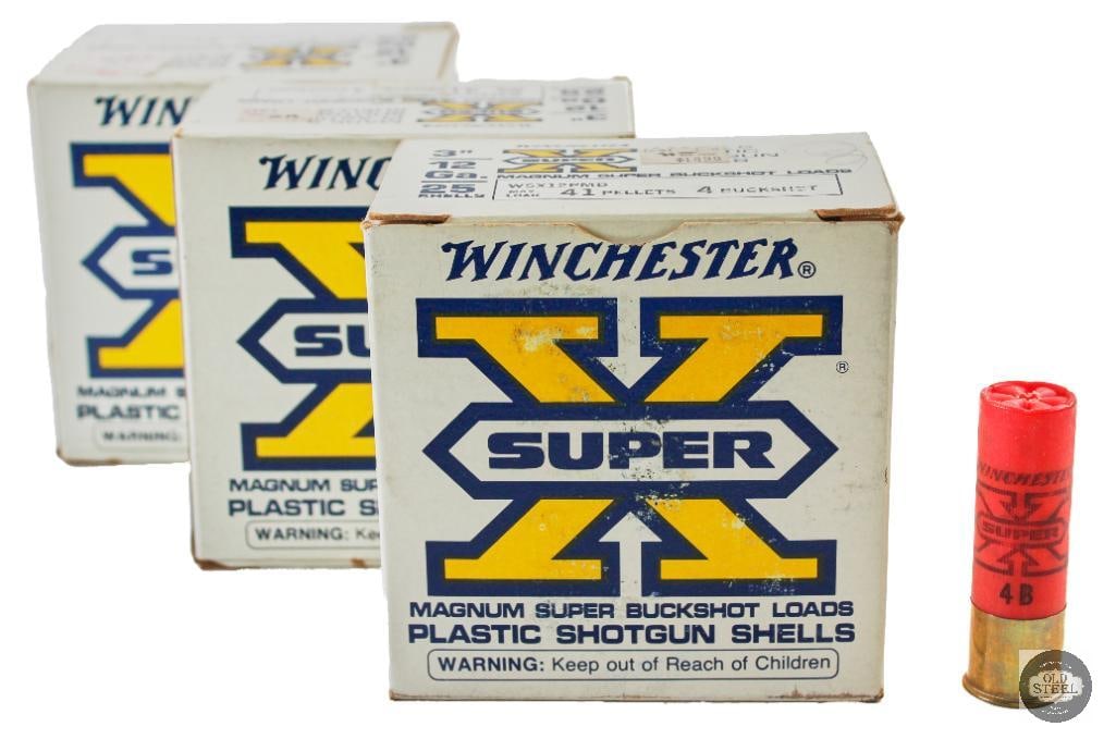 3 Boxes Winchester Super X 12 Gauge 3 Number 4 Magnum Super Buckshot 75 Rounds (1 of 1)