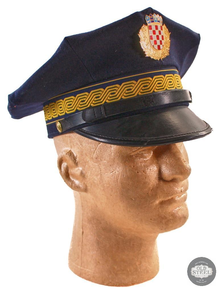 Croatian Police 8-Point Visor Cap - 56 - Sesir Zagreb: Take a look at this Croatian Police 8-Point Visor Cap. The size is 56, and it is made by Sesir Zagreb. THIS ITEM IS AS PICTURED WITH NO FURTHER ATTACH
