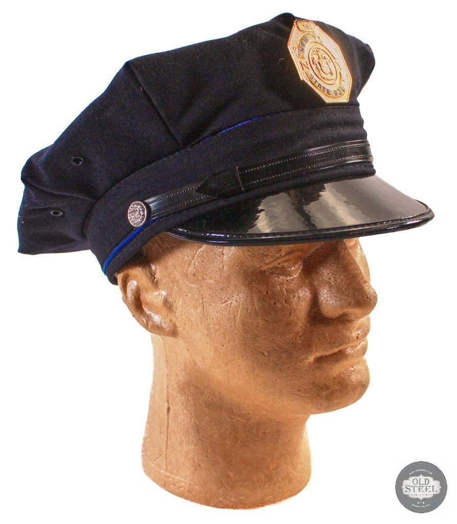 NY State Police 8-Point Visor - 7 1/4 - Midway Cap Co: For your bidding pleasure is a NY State Police 8-Point Visor. The size is 7 1/4, and it is made by Midway Cap Co. THIS ITEM IS AS PICTURED WITH N
