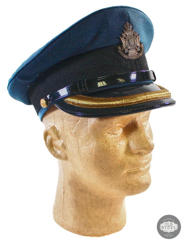 Les Voltigeurs de Quebec Reserve Infantry Visor Cap with Initials "RBH": Available for bidding is a Les Voltigeurs de Quebec Reserve Infantry Visor Cap. There are the initials "RBH" written on the inside. THIS ITEM IS AS PI