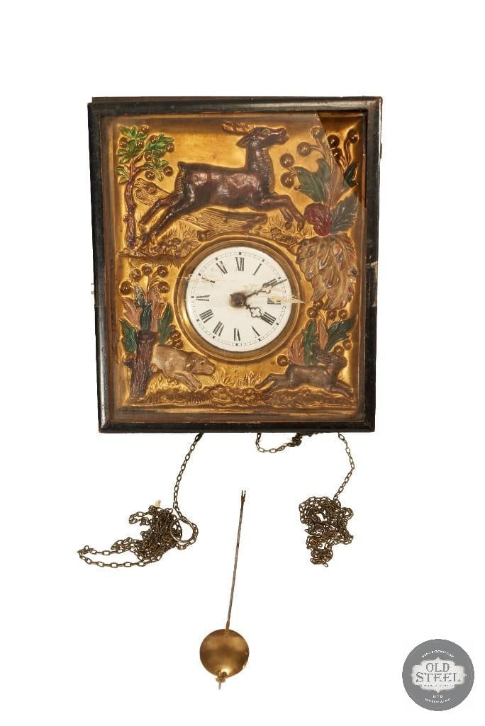 Antique Wag-on-the-Wall Clock with Nature Imagery (1 of 4)
