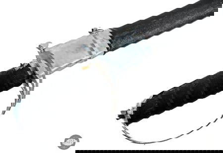 One Hand Saber Sword with Scabbard: One handed saber sword with scabbard. Simple design. "Made in India" &nbsp;  THIS ITEM IS AS PICTURED WITH NO FURTHER ATTACHMENTS. ALL SALES ARE FINAL. PLEASE