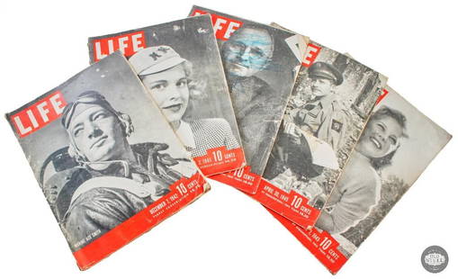 Stack of 1945 LIFE Magazines: Stack of 1945 LIFE Magazines &nbsp;  THIS ITEM IS AS PICTURED WITH NO FURTHER ATTACHMENTS. ALL SALES ARE FINAL. PLEASE REFER TO THE AUCTION DESCRIPTION, LOT #