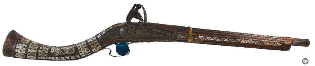 Ornate Afghan Jezail Flintlock Short Musket - Antique: Ornately decorated Afghani Jezail flintlock short rifle. THIS ITEM IS AS PICTURED WITH NO FURTHER ATTACHMENTS. ALL SALES ARE FINAL. PLEASE REFER TO TH