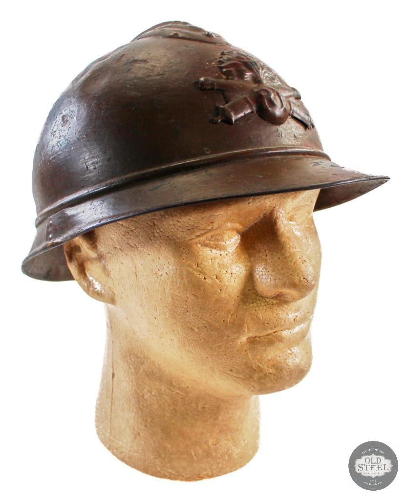 WWI French Colonial Adrian Helmet Shell and Chinstrap - Artillery (1 of 3)