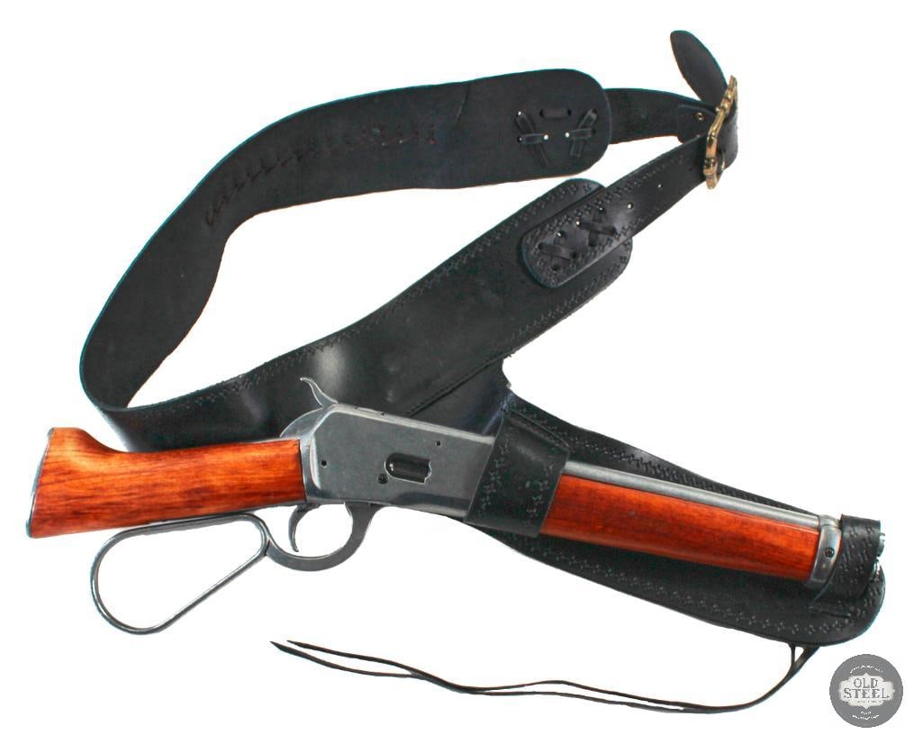 Replica Mare's Leg Lever Gun with Belt and Holster: Replica Mare's Leg Lever Gun with Belt and Holster. This non firearm replica cycles mechanically. Great for display! THIS ITEM IS AS PICTURED WITH NO