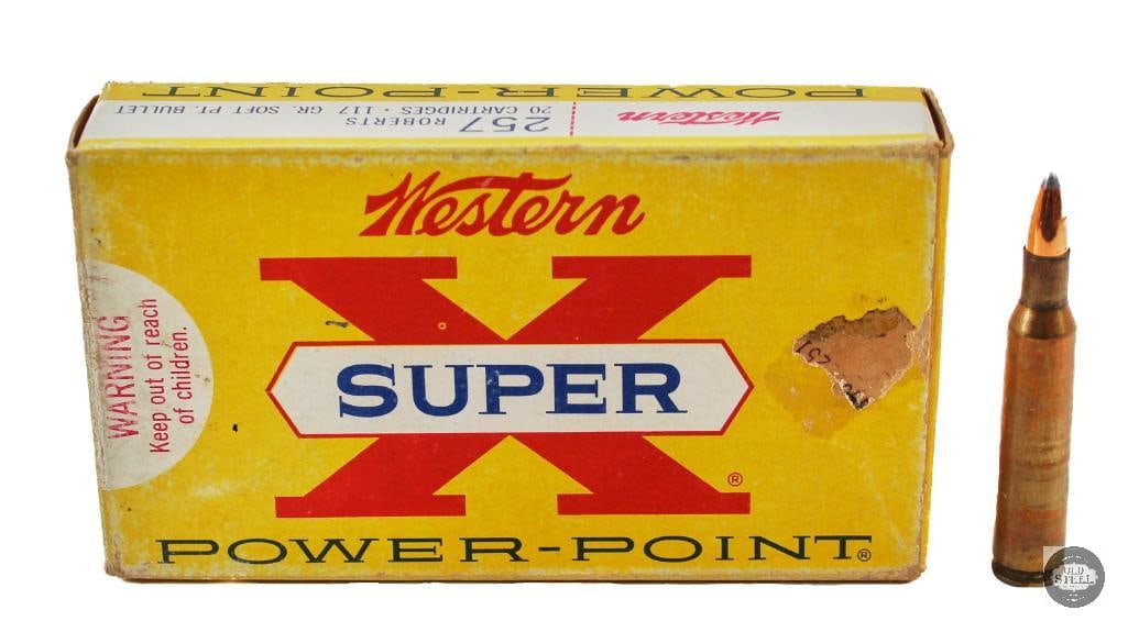 Box Winchester Western Super X 257 Roberts 117gr SP Ammunition - 20rds: Box Winchester Western Super X 257 Roberts 117gr SP Ammunition - 20rds H 5.5 x W 3 x D 1.25 THIS ITEM IS AS PICTURED WITH NO FURTHER ATTACHMENTS. ALL SALES A