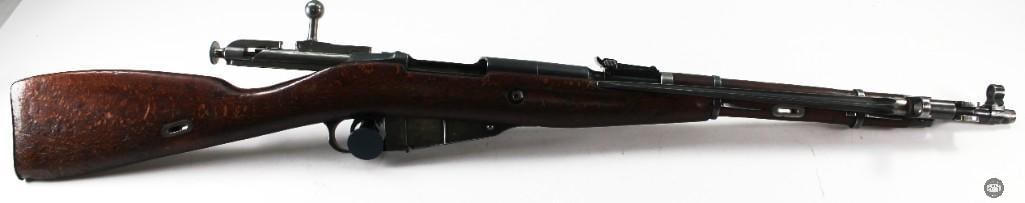 Soviet Mosin-Nagant M44 1954 7.62x54R - C&R: For this lot we have a Soviet M44 Mosin Nagant with attached folding spike bayonet. Chambered in 7.62x54R, the bore has a frosted texture but robust rifling. Some minor wear and patina adorns the surf