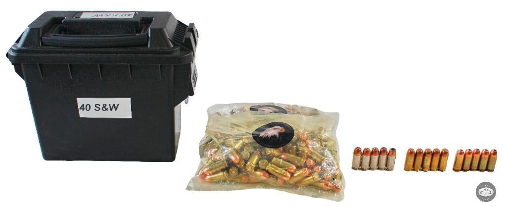 280rds 40 S&W Ammunition with Small Plastic Ammo Box: 280rds 40 S&W Ammunition with Small Plastic Ammo Box. -200rds Military Ballistic Industries 180gr FMJ -80rds Loose THIS ITEM IS AS P