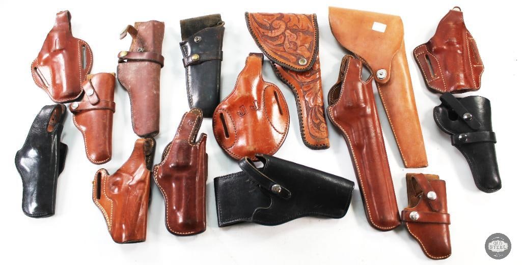 Lot of 15 Various Commercial Leather Holsters (1 of 1)