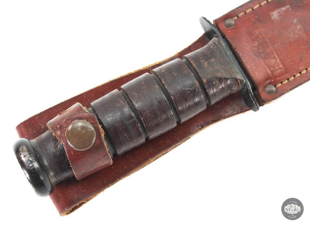 USMC Ka-Bar Fighting Knife and Leather Scabbard (1 of 6)