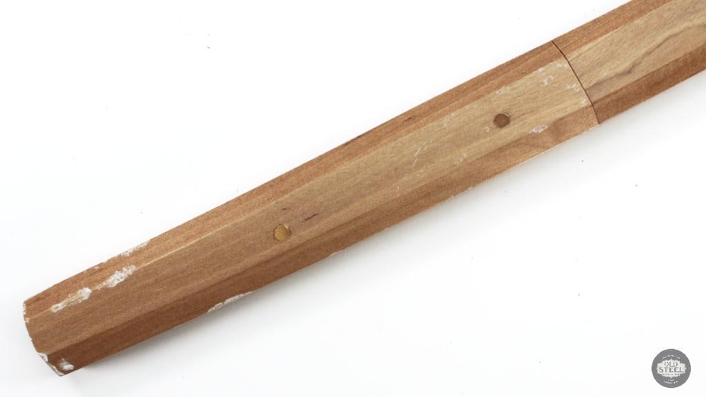 Japanese Katana Sword: Japanese Katana Sword with wooden handle and Scabbard THIS ITEM IS AS PICTURED WITH NO FURTHER ATTACHMENTS. ALL SALES ARE FINAL. PLEASE REFER TO THE A