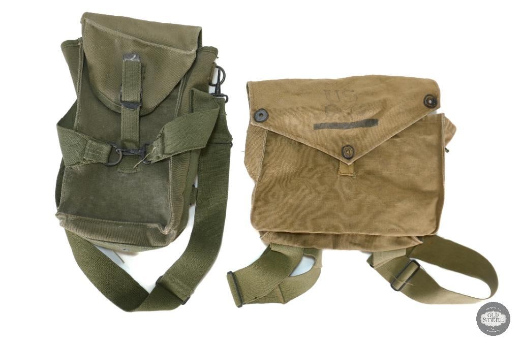 US Military Issue Gear Bags M6 Gas Mask Bag+M1936 Musette Bag (1 of 3)