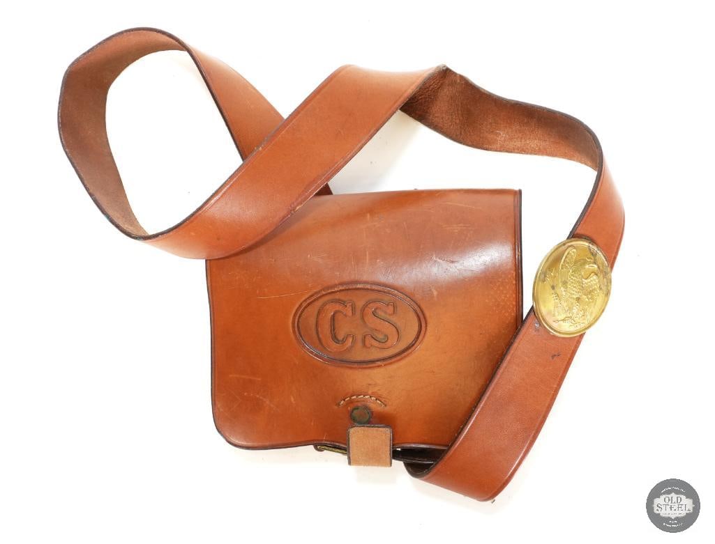 Confederate States (CS) cap box with cross belt and buckle New Make (1 of 6)