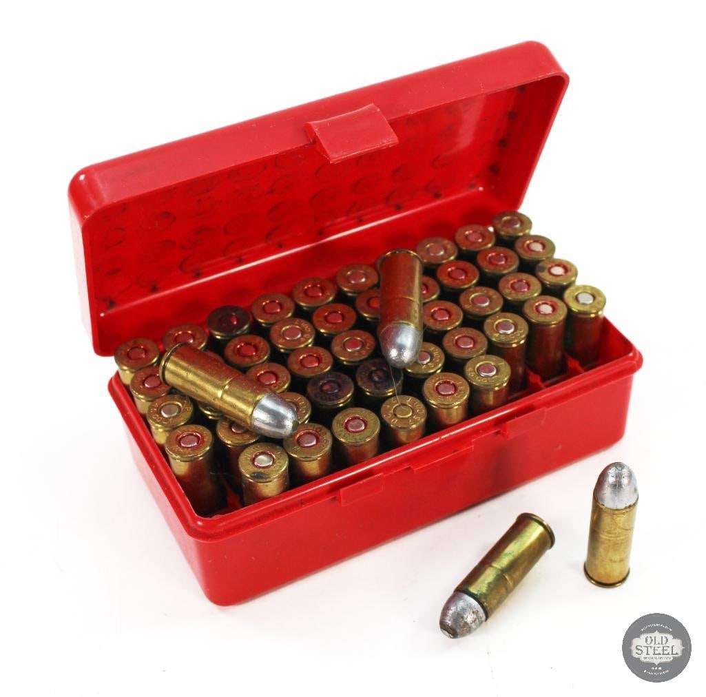 Box of Reloaded 45 Colt Ammunition-50rds: Box of Reloaded 45 Colt Ammunition-50rds THIS ITEM IS AS PICTURED WITH NO FURTHER ATTACHMENTS. ALL SALES ARE FINAL. PLEASE REFER TO THE AUCTION DESCRI