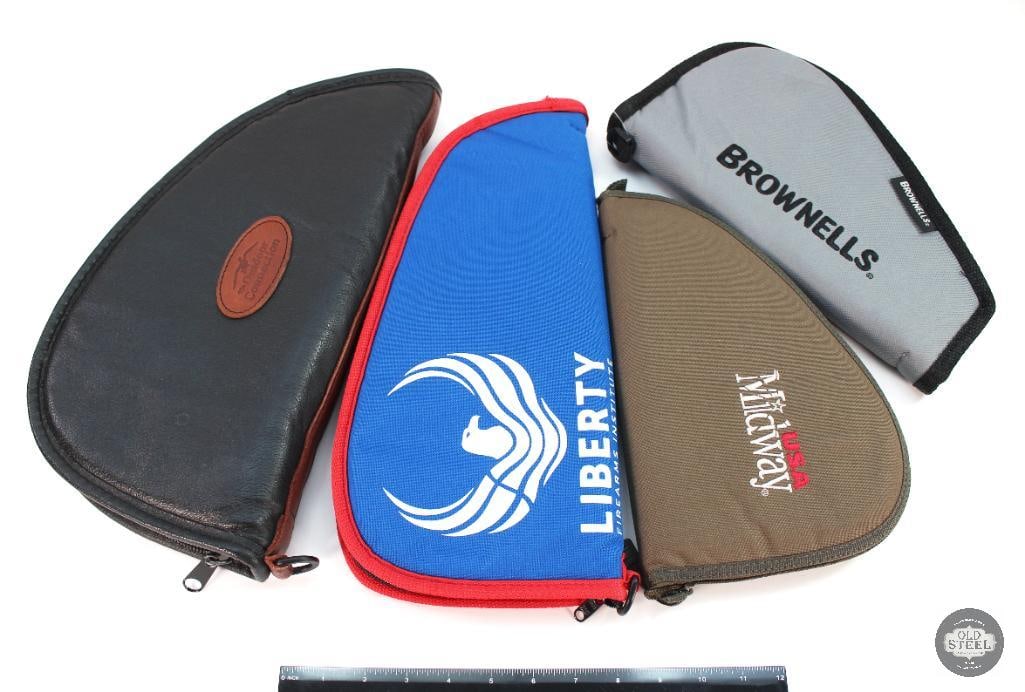 Lot of 4 Nylon Various Pistol Cases: Lot of 4 Nylon Various Pistol Cases THIS ITEM IS AS PICTURED WITH NO FURTHER ATTACHMENTS. ALL SALES ARE FINAL. PLEASE REFER TO THE AUCTION DESCRIPTION