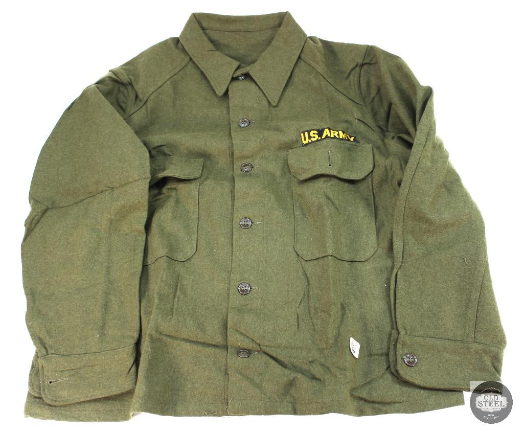 Vintage 50s US Army Military Wool Field Shirt/Jacket Olive X-Large (1 of 2)