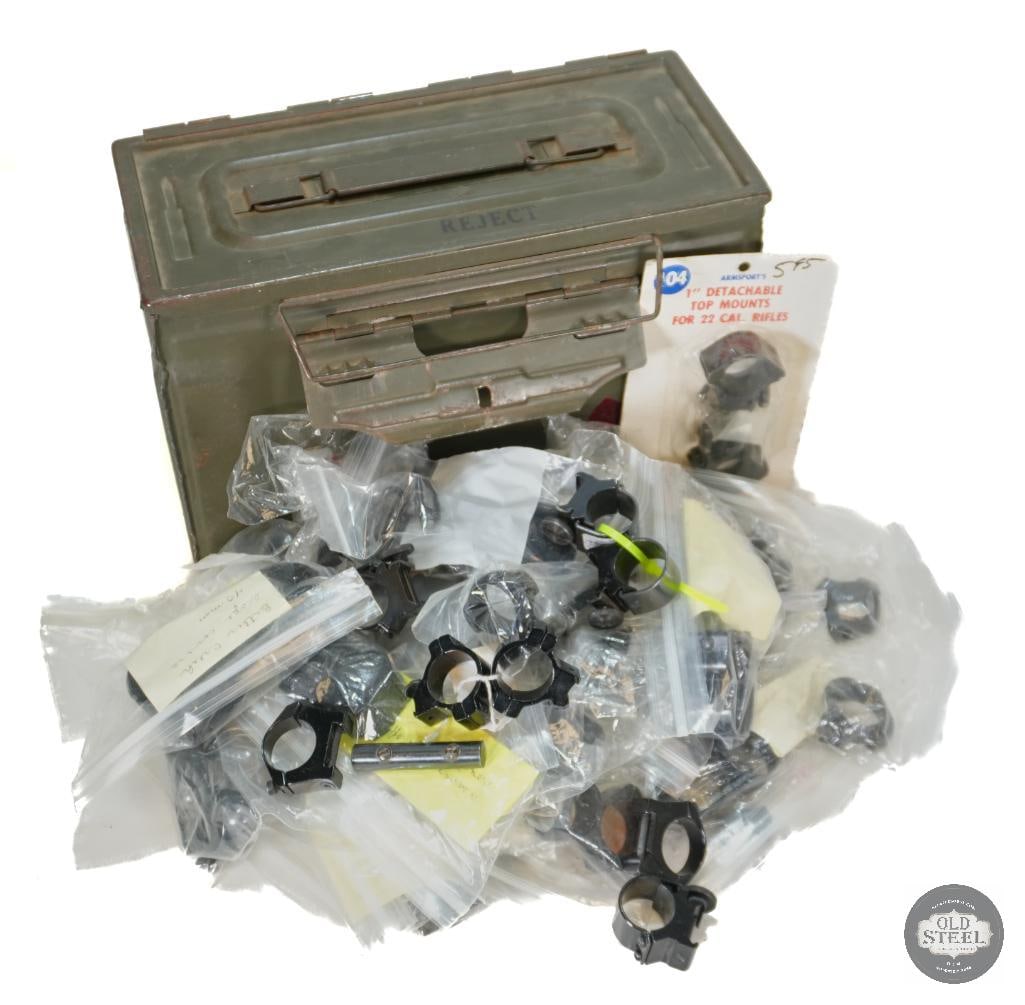 Lot of Various Scope rings and Accessories Contained in a M2 Ammunition Box: Lot of Various Scope rings and Accessories Contained in a M2 Ammunition Box THIS ITEM IS AS PICTURED WITH NO FURTHER ATTACHMENTS. ALL SALES ARE FINAL.