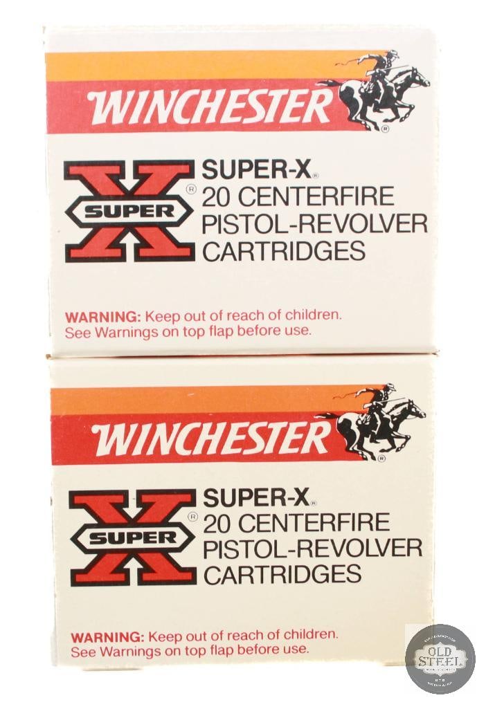 2 Boxes Winchester Super-X 45 Colt 255gr Lead Ammunition - 40rds: 2 Boxes Winchester Super-X 45 Colt 255gr Lead Ammunition - 40rds THIS ITEM IS AS PICTURED WITH NO FURTHER ATTACHMENTS. ALL SALES ARE FINAL. PLEASE REF