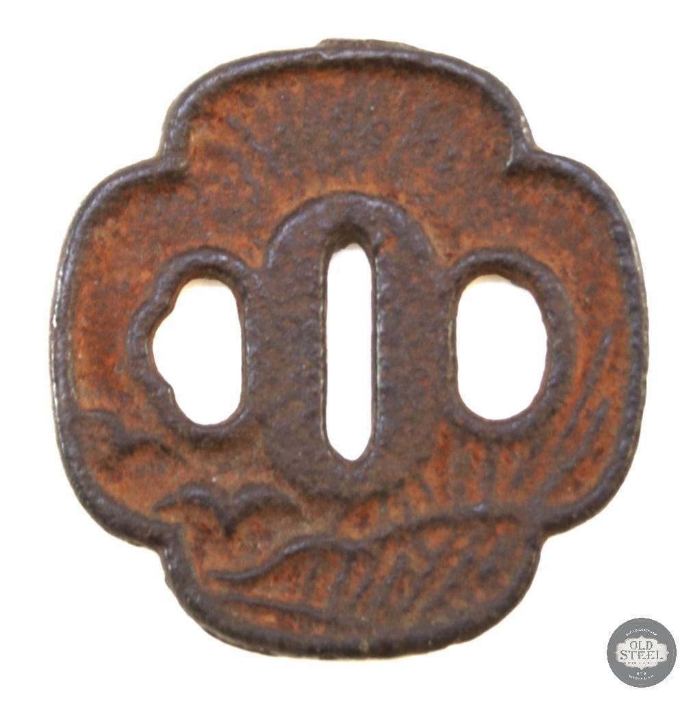 Original Japanese Small Dagger Tsuba - Iron (1 of 2)