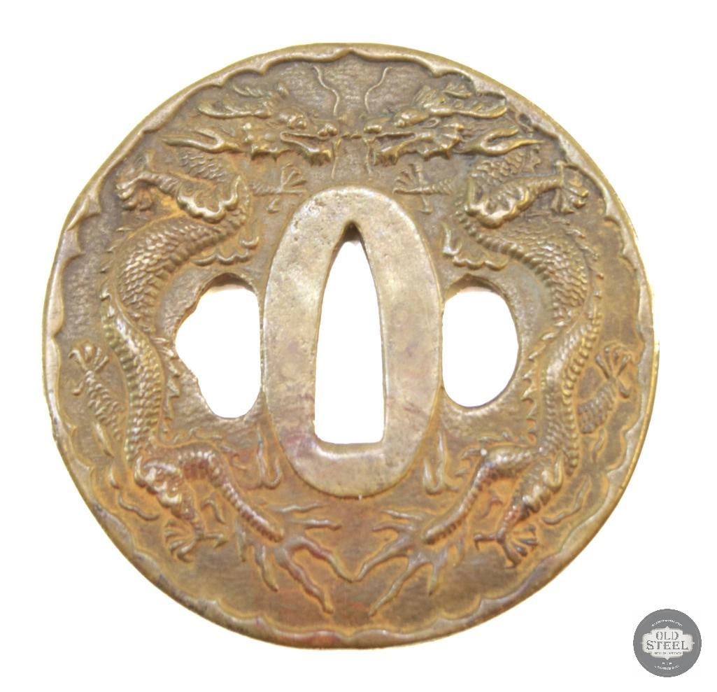 Original Japanese Katana Tsuba - Bronze: Bronze Tsuba for katana sword. THIS ITEM IS AS PICTURED WITH NO FURTHER ATTACHMENTS. ALL SALES ARE FINAL. PLEASE REFER TO THE AUCTION DESCRIPTIO