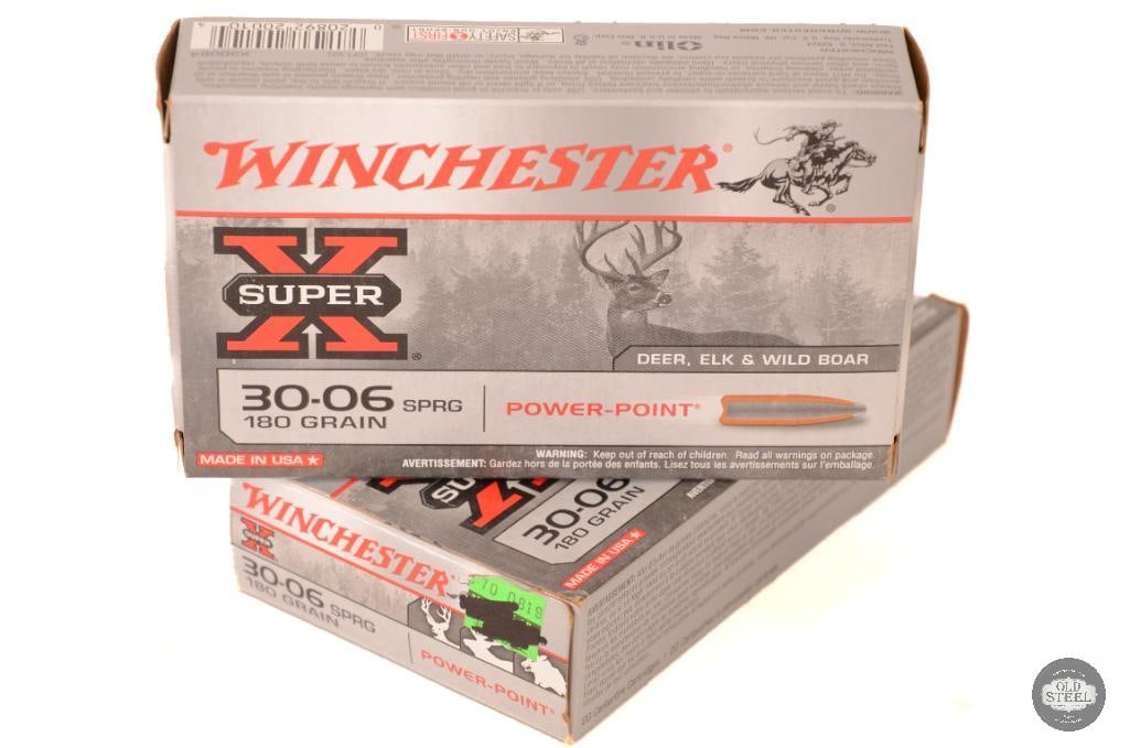 2 Boxes Winchester 30-06 SPRG 180gr Power-Point Ammunition - 40rds: 2 Boxes Winchester 30-06 SPRG 180gr Power-Point Ammunition - 40rds THIS ITEM IS AS PICTURED WITH NO FURTHER ATTACHMENTS. ALL SALES ARE FINAL. PLEASE R